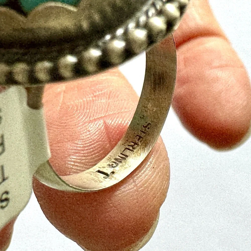 Vintage Style Navajo Turquoise Ring Sz 9 Sterling Scott Skeets Native American